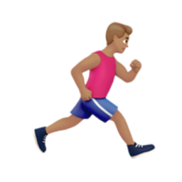 man running: medium skin tone, facing right