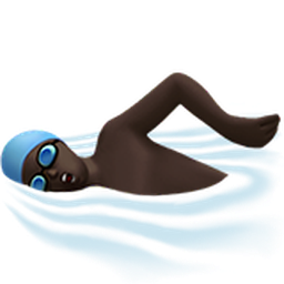 man swimming: dark skin tone