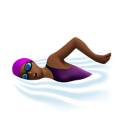 woman swimming: medium-dark skin tone