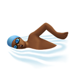 man swimming: medium-dark skin tone