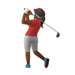 woman golfing: medium-dark skin tone