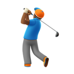 man golfing: medium-dark skin tone