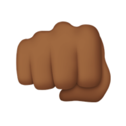 주먹 전면: 진한 갈색 피부