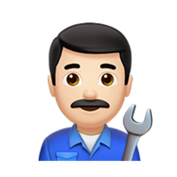 man mechanic: light skin tone