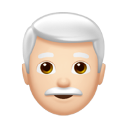 man: light skin tone, white hair