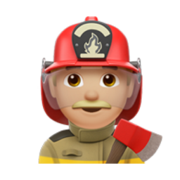 man firefighter: medium-light skin tone