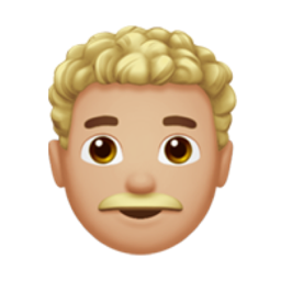 man: medium-light skin tone, curly hair