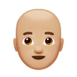 man: medium-light skin tone, bald