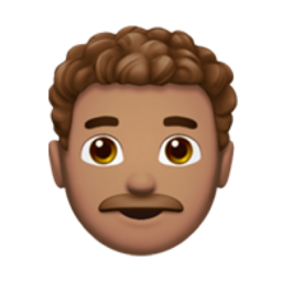 man: medium skin tone, curly hair