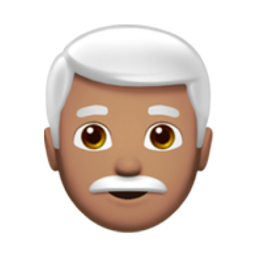 man: medium skin tone, white hair