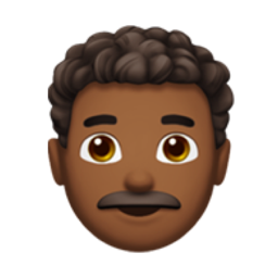 man: medium-dark skin tone, curly hair