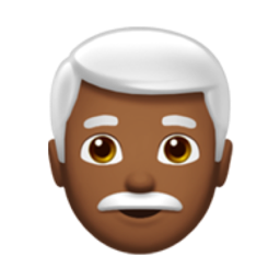 man: medium-dark skin tone, white hair