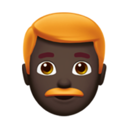 man: dark skin tone, red hair