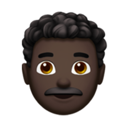 man: dark skin tone, curly hair