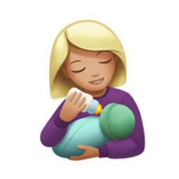 woman feeding baby: medium-light skin tone