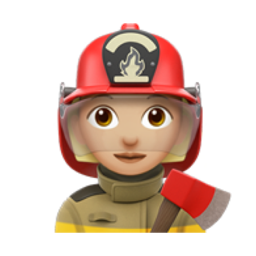 woman firefighter: medium-light skin tone