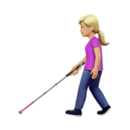 woman with white cane: medium-light skin tone