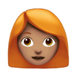 woman: medium skin tone, red hair