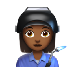 woman factory worker: medium-dark skin tone