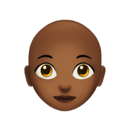 woman: medium-dark skin tone, bald