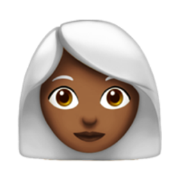 woman: medium-dark skin tone, white hair