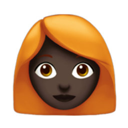 woman: dark skin tone, red hair