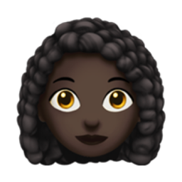 woman: dark skin tone, curly hair