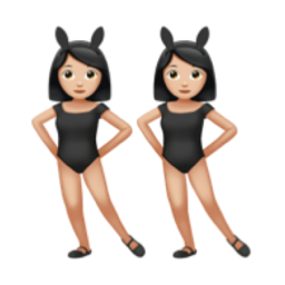 women with bunny ears: light skin tone