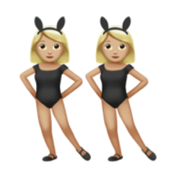 women with bunny ears: medium-light skin tone