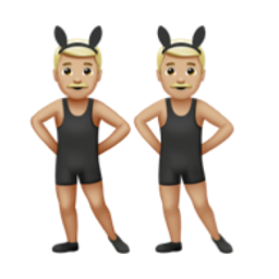 men with bunny ears: medium-light skin tone