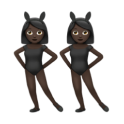 women with bunny ears: dark skin tone