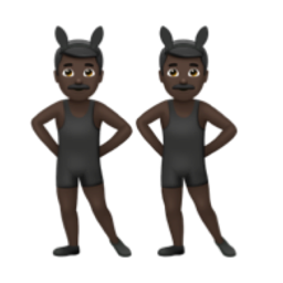 men with bunny ears: dark skin tone