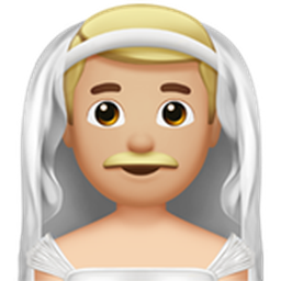 man with veil: medium-light skin tone