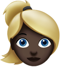 woman: dark skin tone, blond hair