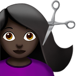 woman getting haircut: dark skin tone