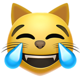 기쁨의 눈물을 흘리는 고양이 얼굴