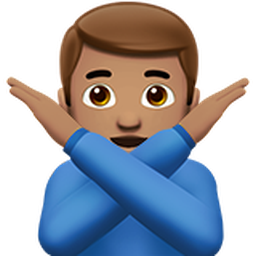 man gesturing NO: medium skin tone