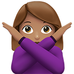 woman gesturing NO: medium skin tone