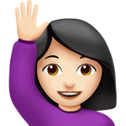 woman raising hand: light skin tone