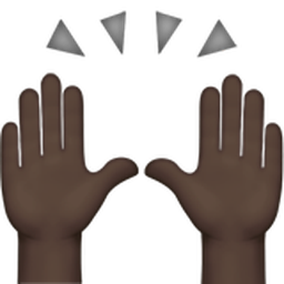 raising hands: dark skin tone