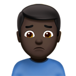 man frowning: dark skin tone