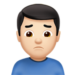 man frowning: light skin tone