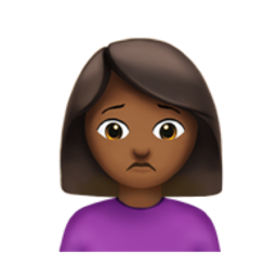woman frowning: medium-dark skin tone