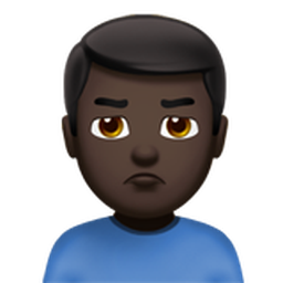 man pouting: dark skin tone