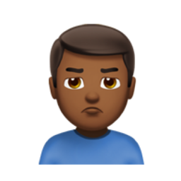 man pouting: medium-dark skin tone