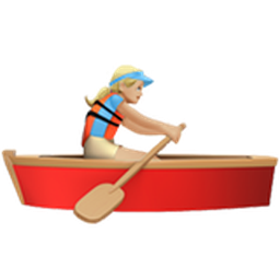 woman rowing boat: medium-light skin tone
