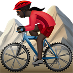 woman mountain biking: dark skin tone