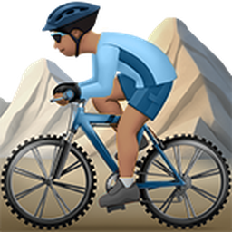 man mountain biking: medium skin tone