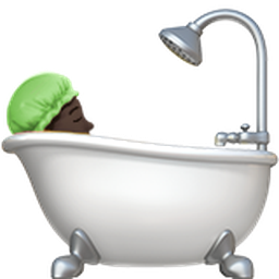 person taking bath: dark skin tone