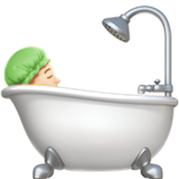 person taking bath: light skin tone